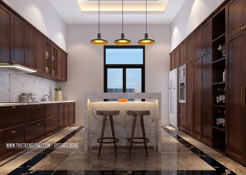 tủ bếp gỗ sồi bền đẹp